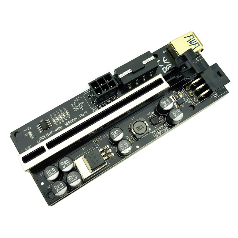 PCIE Riser para Bitcoin Mineiro Mineração, placa de vídeo, cabo de extensão USB 3.0, cabo adaptador, PCI Express X16, VER009C, 6pcs