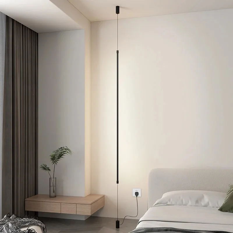 Lampada a sospensione lineare lampada a sospensione nera design italiano illuminazione minimalista soggiorno divani sala da pranzo camera da letto