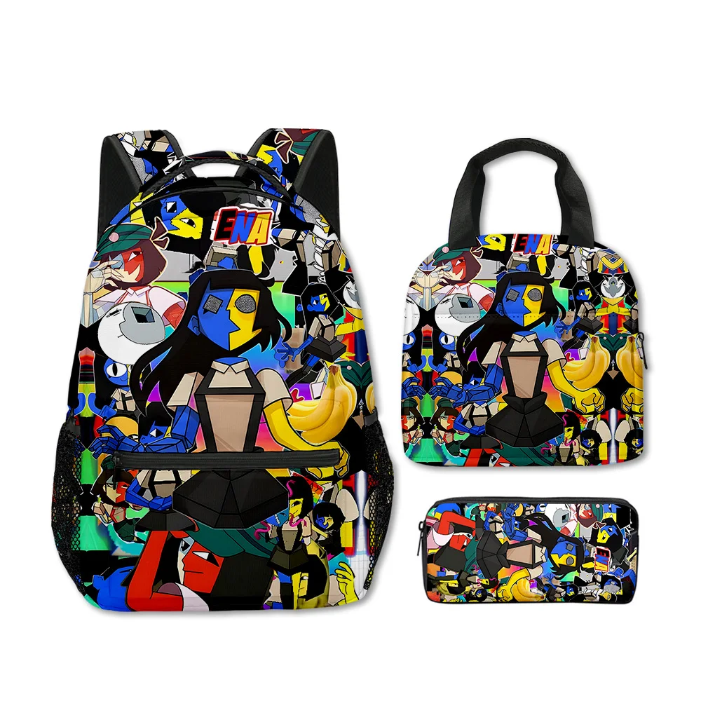 Cartoon Novelty Cool ENA Dream BBQ 3D Print 3pcs/Set Student School Bags Laptop Backpack Crossbody Lunch bag Pencil Case