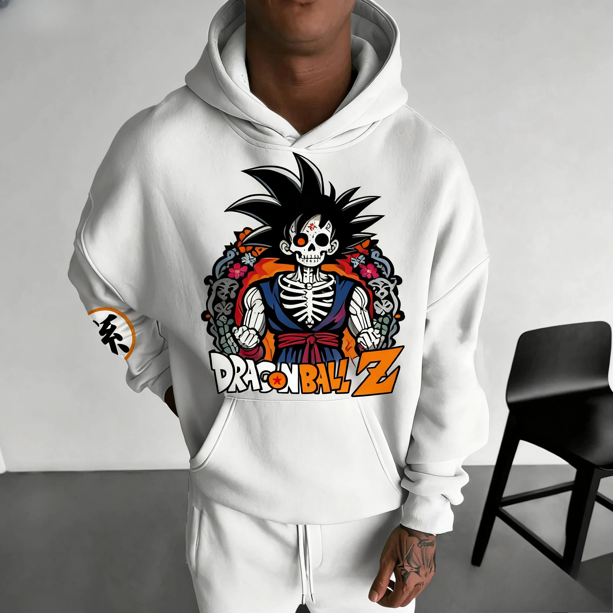 Bandai Skull Wukong Wufan Wutian Felpa con cappuccio da esterno autunno e inverno stampata da uomo e da donna Top caldo ampio di grandi dimensioni