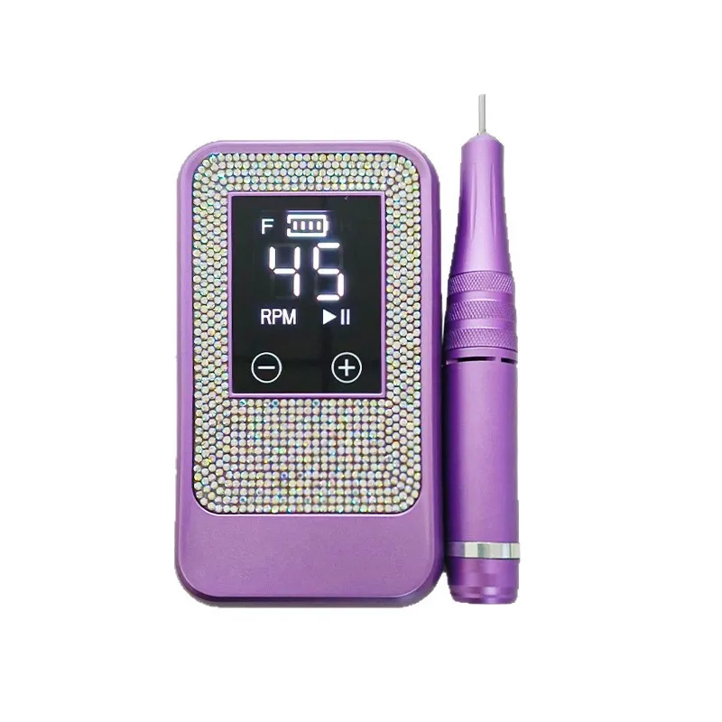 

Purple full diamond storage type grinder does not get hot 45000 rpm portable electric manicure nail remover grinder