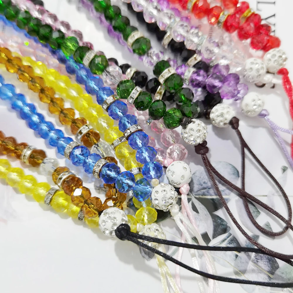 Phone Lanyar Crystal Pendant Beaded Telephone Lanyard Cellphone Hanging Rope Long Style For Women Anti-Lost Lanyard Jewellery