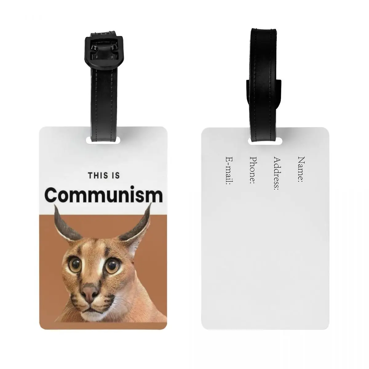 Comunismo Floppa Bagagem Tags para Mala de Viagem, Meme bonito, Carry Cat, Tampa de Privacidade, Nome, Cartão de Identificação