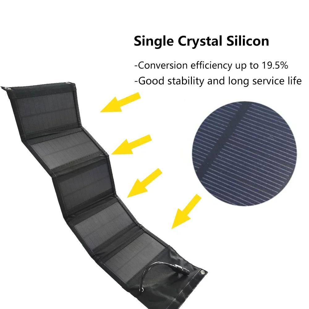 Складная солнечная панель FCOku, водонепроницаемое зарядное устройство 80 Вт, 5 В