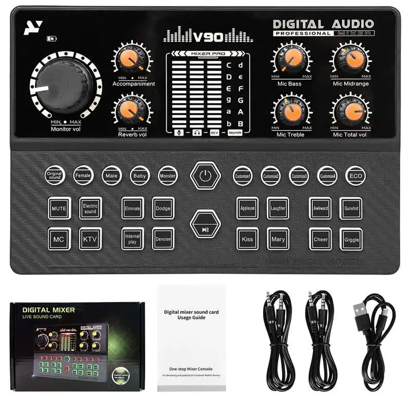 U2JB ポータブル DJ ミキサーボード サウンドカード ミキサー ボイス