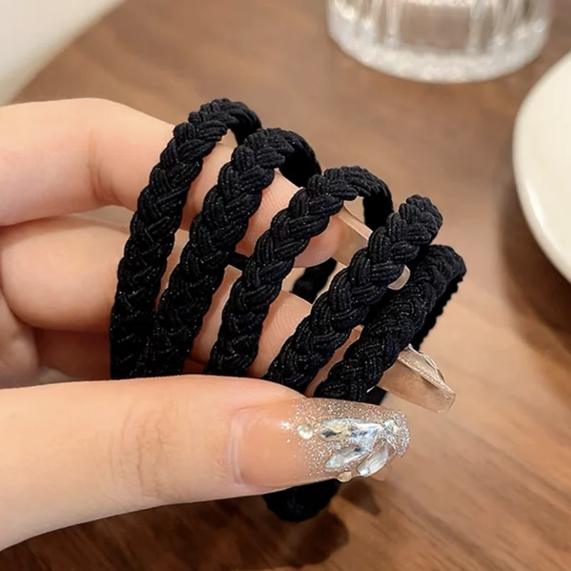 5pcs /set Women Elastic Braided Hair Rubber Band Thick Hair Ties For Girls hairbands bracelet hair rope gum Scrunchie Wholesale