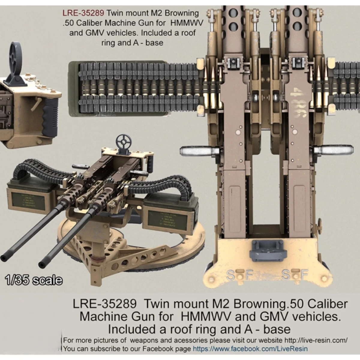 1/35 Resin unpainted model kit, military theme, dual M2 Browning.50 caliber machine gun unassembled and unpainted GK