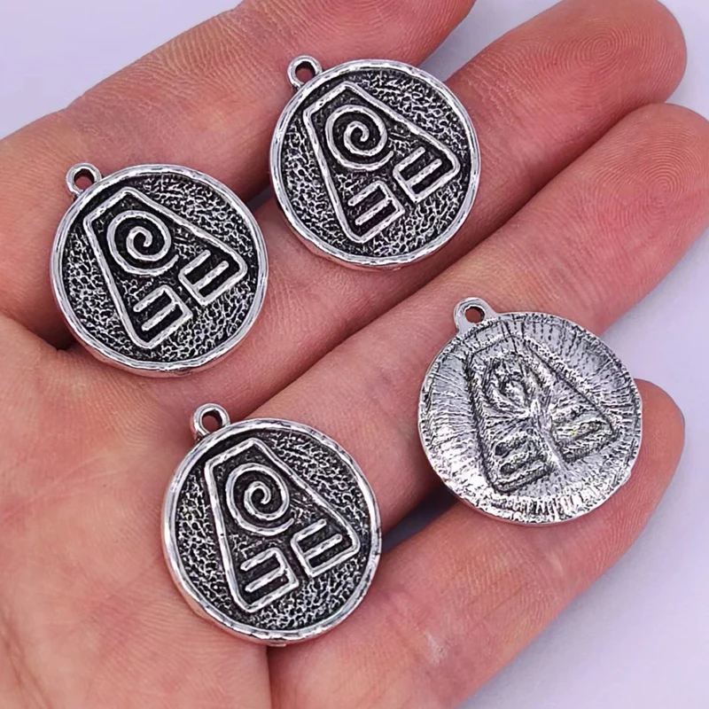 50pcs ancient silver color The Last Airbender Air Fire Earth Water Elements Lotus Amulet pendant charm for DIY women Accessories