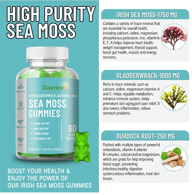 

1 bottle seaweed gummies to supplement nutrition improve digestive system enhance oil secretion serve as a health food