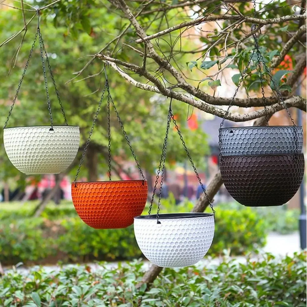 Hanging Flowerpot Waterproof Hanging Basket For Balconies Gardens Inner Buckle Drainage Hole Garden Decor Outdoor Flower Basket