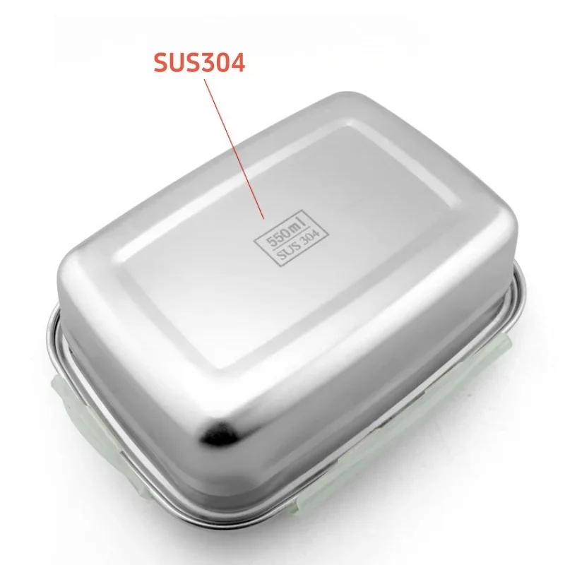 3 pcs 304 Stainless Steel Fresh-keeping Box Set Korean Square Sealed Box with Lid Leak-proof  Lunch Box Kitchen Storage Tools