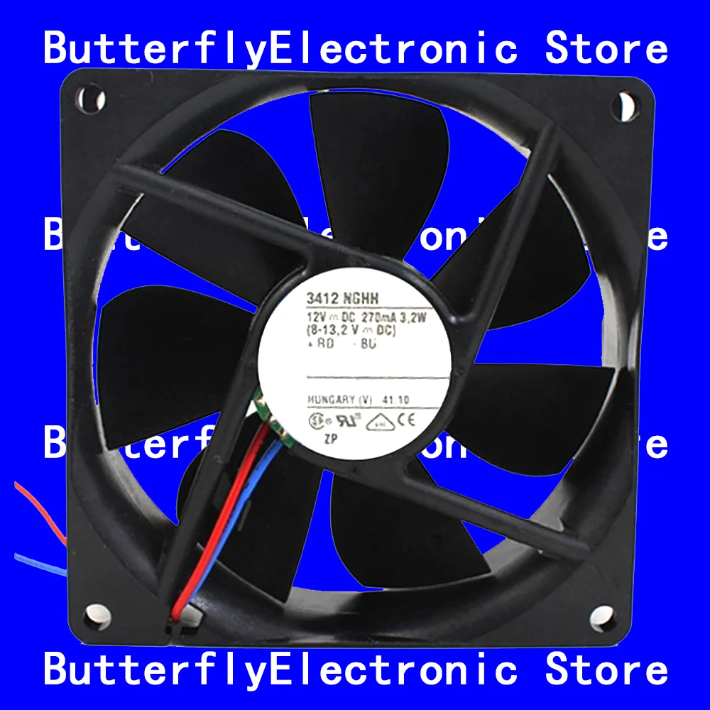 

ОРИГИНАЛЬНЫЙ НОВЫЙ 3412NGHH 3412 NGHH 12 В постоянного тока 3,2 Вт охлаждающий вентилятор 9225 9 СМ 92*92*25 ММ