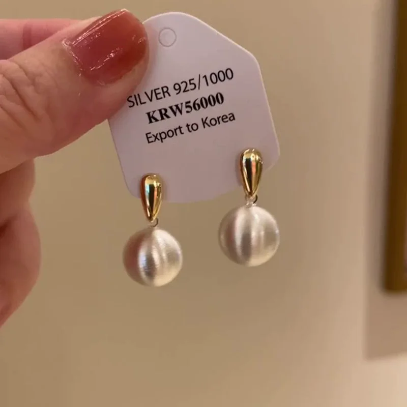 Stylish Gold & Silver Brushed Ball Pendant Earrings for Women