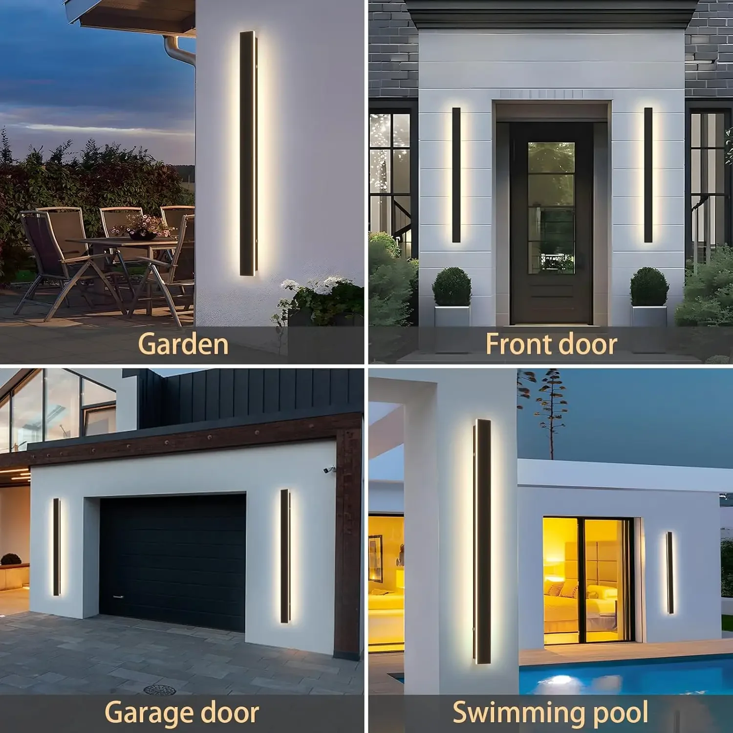 Accesorio de luces de tira larga impermeable IP65 de pared exterior lineal para iluminación exterior de porche para puerta delantera de Patio