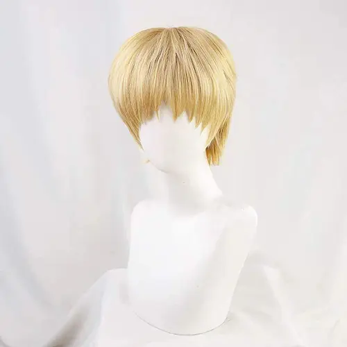 Imagen 2 del producto Peluca sintética amarilla para Armin Arlert AOT Cosplay, temporada Final 4, hombres, pelo corto y liso en capas de Anime con flequillo