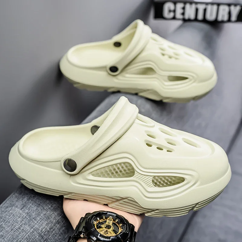 Summer Non-Slip Thick-Soled Toe-Cap Slippers for Outer Wear Non-Slip Beach Men's Deodorant Outdoor Slippers