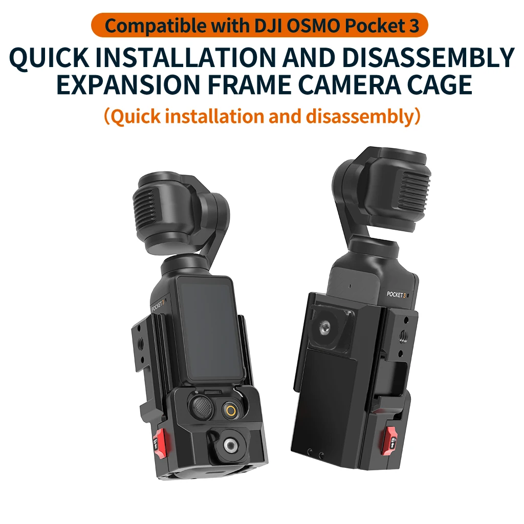 Metall-Taschenkamera-Erweiterungsgehäuse-Adapter, Schutzrahmen mit Schnellverschluss-Kaltplattenhalterung für DJI OSMO POCKET 4 Kamera-Gimbal-Halterung – Detail 11