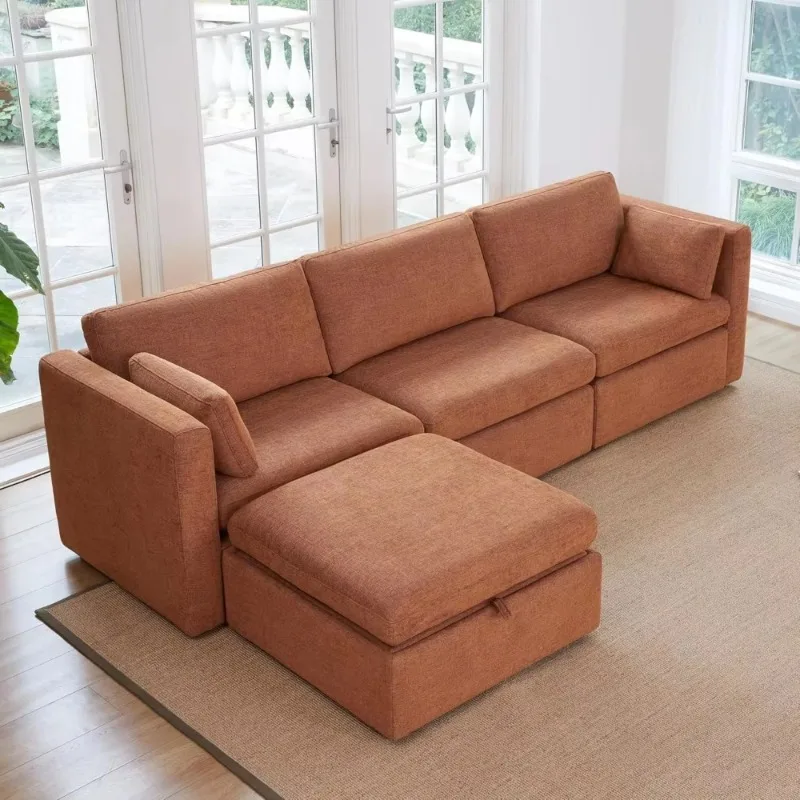 Oversized Modular Sectional Sofa Set, Extra Large L Shaped Couch with Reversible Chaise Couch, 112 Inch Width,4 Seat Storage