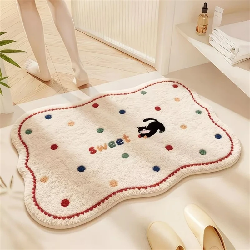

Cartoon Bath Rug Faux Cashmere Entrance Door Home Decor Indoor Doormat Non Slip Cozy Floor Runner For Kids Teens Women Bathroom