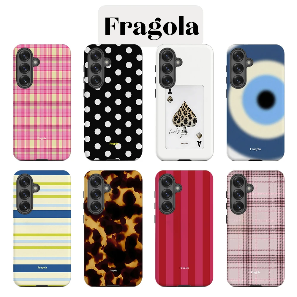 Luxury Clmj Fragola Pink Plaid Texture Phone Case for Samsung Galaxy S20 S23 S24 S25 S26 FE Plus Ultra Edge 4G 5G Double-laye
