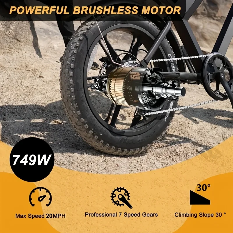 V30 Adult Electric Bicycle, 20MPH, 749W Brushless Motor, Detachable 48V15.6AH Battery. Hydraulic Disc Brakes + Dual Front Fork S image 8