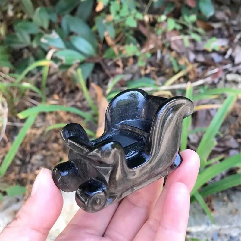 

Натуральное серебро, искусственный минеральный камень, резьба по камню, Мини Рождественская каретка, фигурка, украшение для дома, подарок, 1 шт.