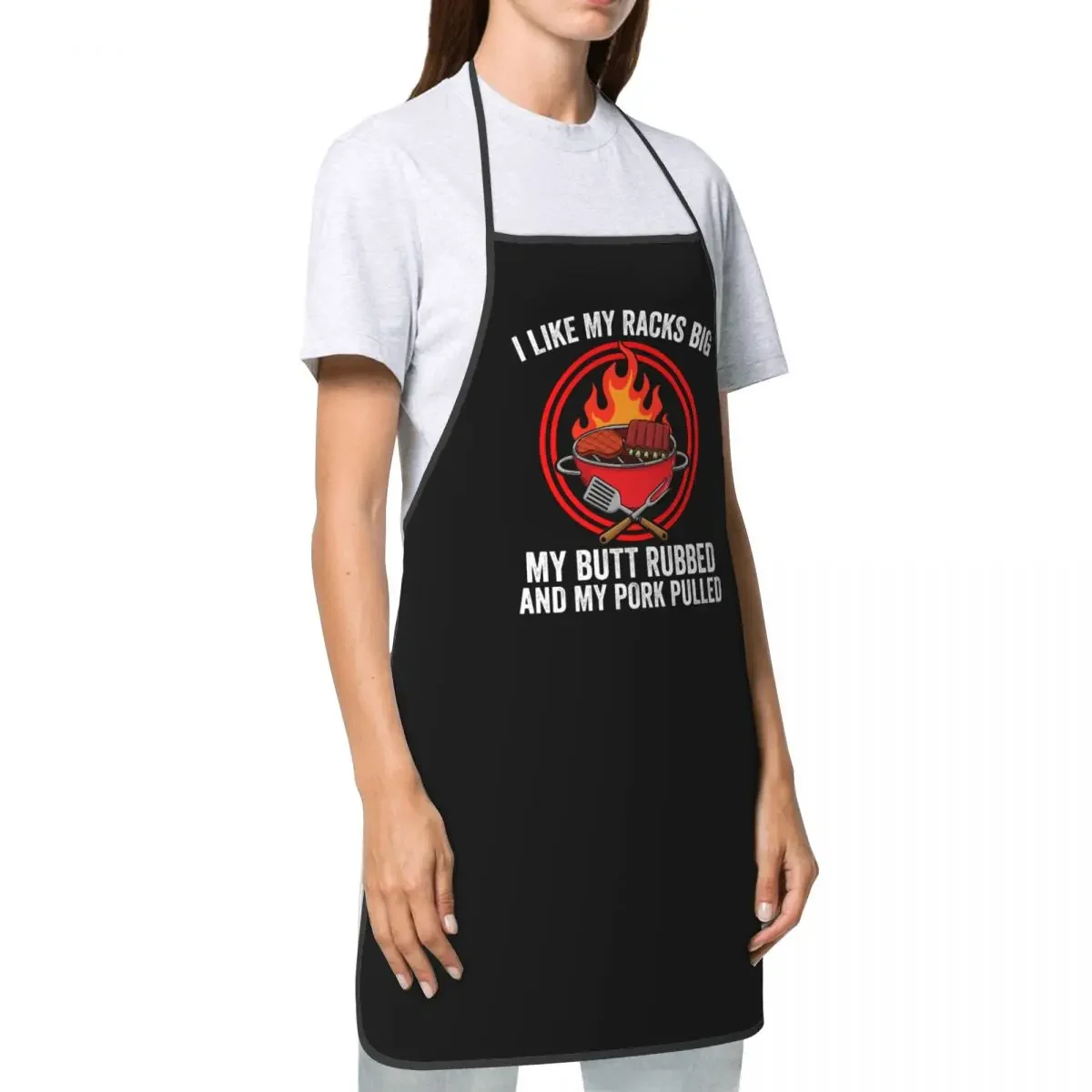 Custom Bib I Like My Racks Big My Butt Rubbed Apron Men Women Unisex Adult Chef Kitchen Cooking Funny BBQ Gift Tablier Cuisine