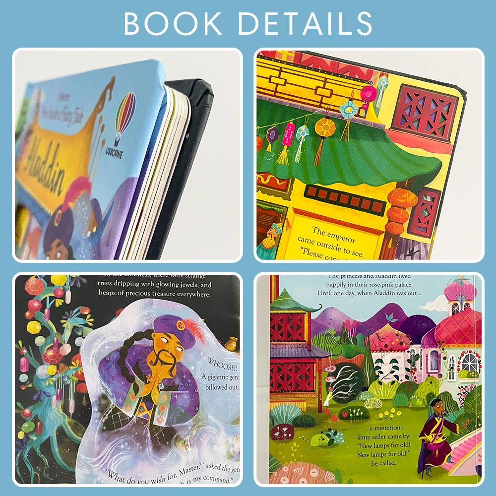 Usborne Peep Inside Fairy Tale علاء الدين مونتيسوري التعليمية الإنجليزية كتاب القصة للأطفال الأطفال ثلاثية الأبعاد رفرف صور الكتب