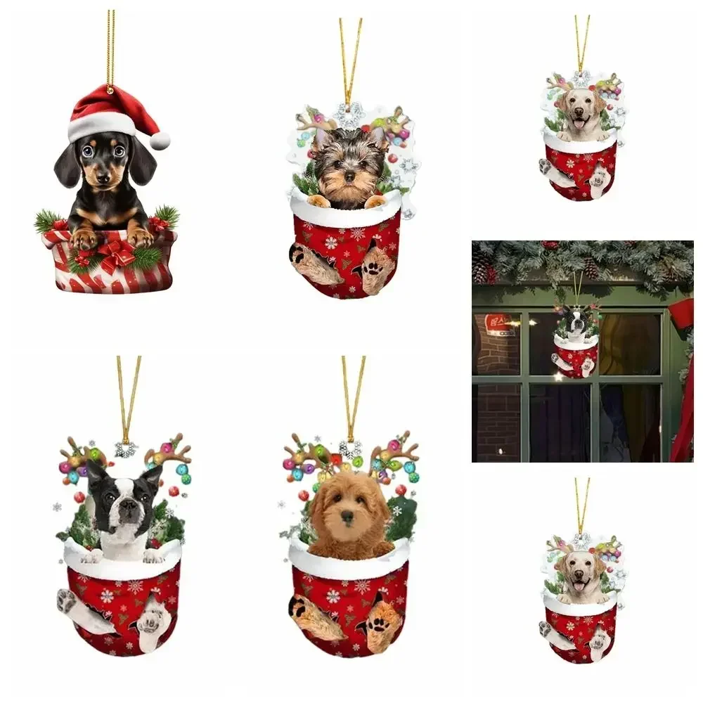 Cute Dog Christmas Tree Hanging Ornaments Dachshund Dog Shaped Pendants For Home Christmas Decorations Xmas 2024 New Year Gifts