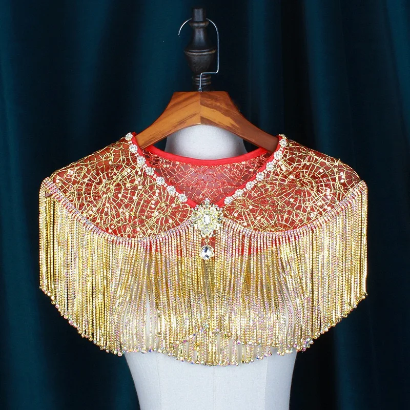 

Elegant Bride Shawl Handmade Lace Tassel Embroidered Vintage Diamond Bridal Veil Classy Wedding Accessories