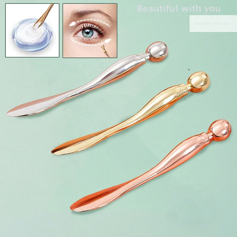 Bastone per massaggio viso in metallo Applicatore per crema per occhi antirughe Maschera Spatole per miscelazione Scoop Occhi Massaggio Strumento per la cura del viso