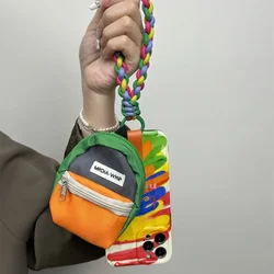 New Suitable for iPhone 15 Graffiti Phone Case 14promax Color Woven Rope 13pro Multifunctional Small Backpack 12protective Cover
