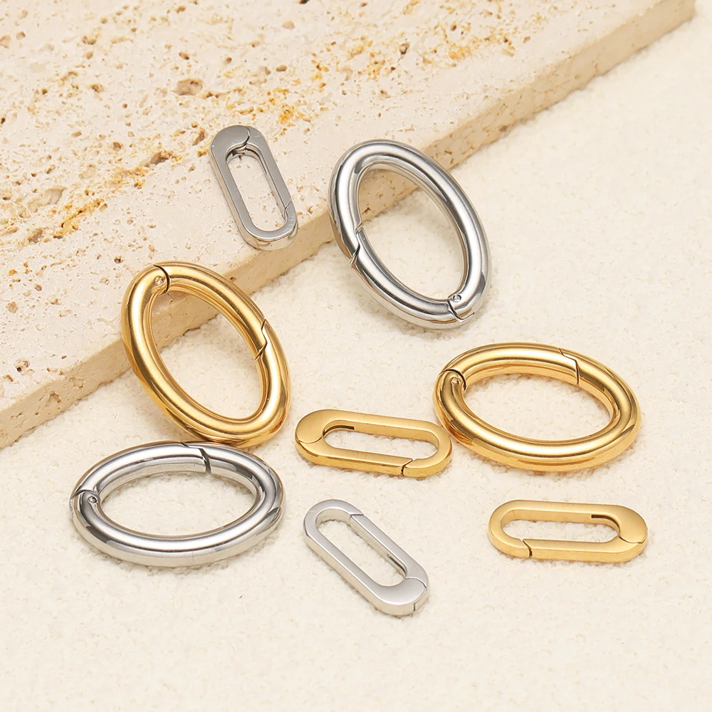 2 Stück Edelstahl Ovale Federverschlüsse Haken Verbinder für DIY Schmuck Taschenhaken Herstellung Halskette Schlüsselanhänger Zubehör Großpackung – Detail 4