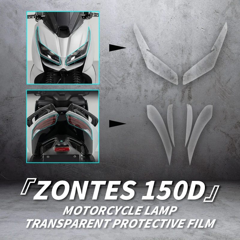 

For ZONTES 150D Motorcycle Headlight And Taillight Transparent Protective Film Bike Accessories Lamp Scratch Proof Stickers Kits