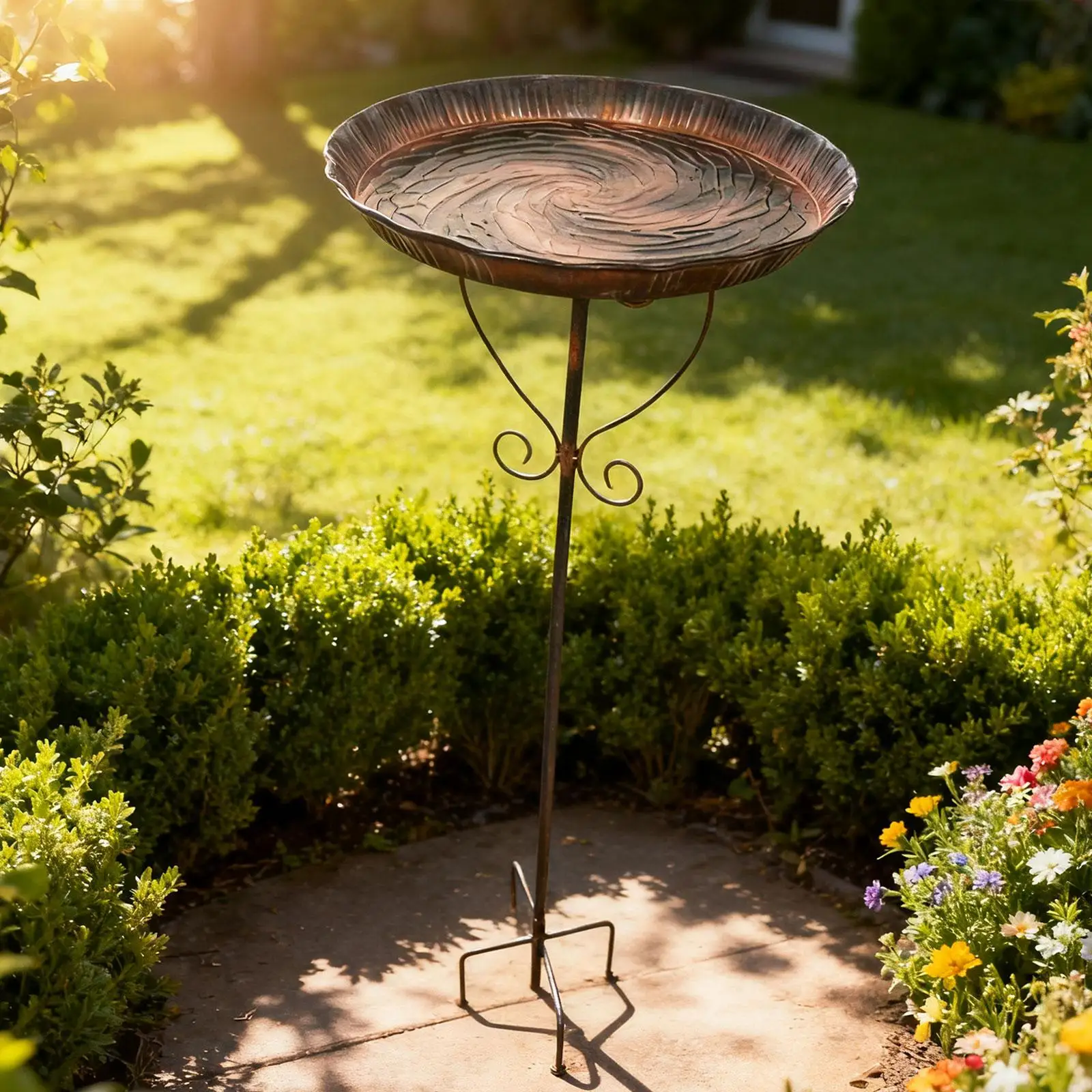 

Garden Bird Bath Versatile Novelty Freestanding Bird Feeder 10" Dia Bowl with Stake for Garden Courtyard Outside Lawn Decoration