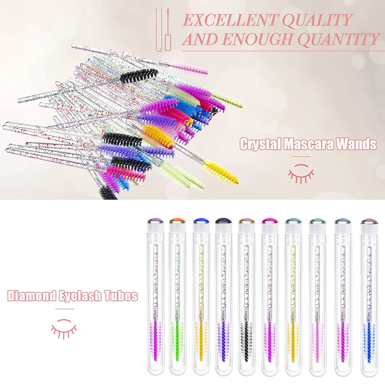 50pcs Reusable Unicorn Eyelash Brush Tube Eyebrow Brush Applicator for Eyelash Extension Dust-proof Lash Mascara Wand Brush Tube