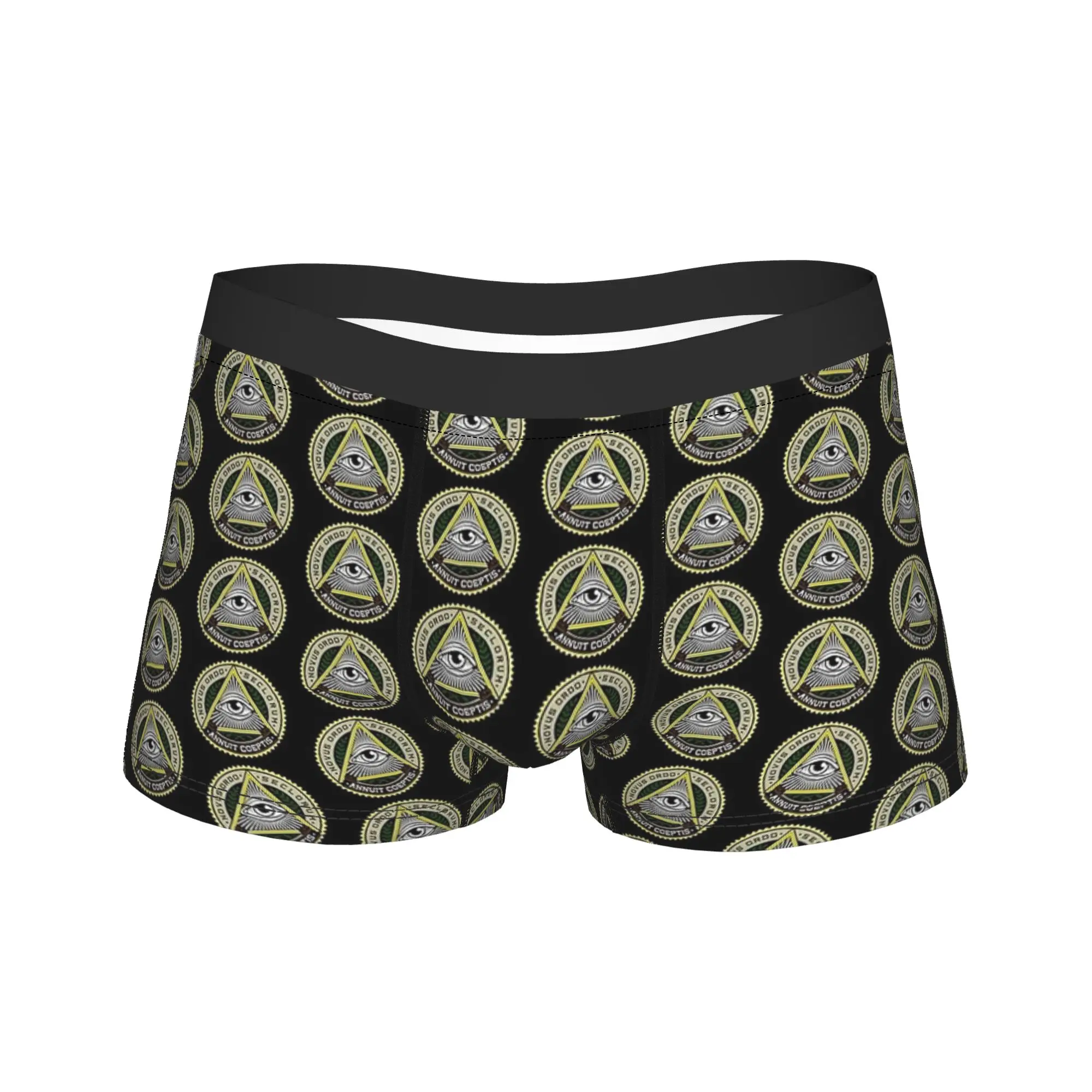 

Novus Ordo Seclorum Masonic Freemason Shorts Briefs Underwear Quality Males Comfortable Trunk Custom DIY Plus Size Underpants