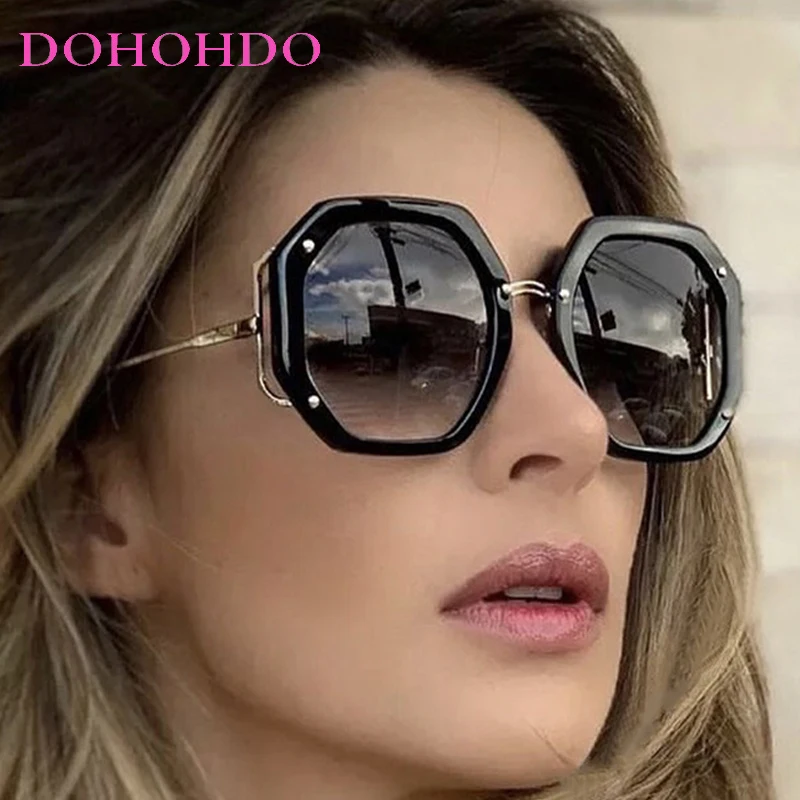 

Trendy Brand Designer Sunglasses Women Oversized Polygonal Metal Frame Sun Glasses Female Vintage Travel Shades Eyewear UV400