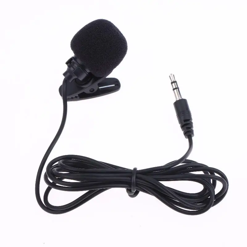 Black Hands-free Condenser Clip-on Lapel Mic 1.5 Meters Mini Portable Lavalier Wired 3.5mm Microphone For Phone And Laptop