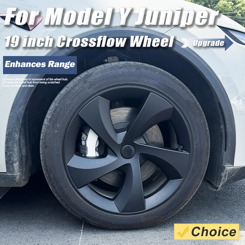 

4PCS HubCaps for Tesla Model Y Juniper 19 Inch 2025+ Performance 19" Crossflow Wheels Cover Replacement Full Rim Car Accessories