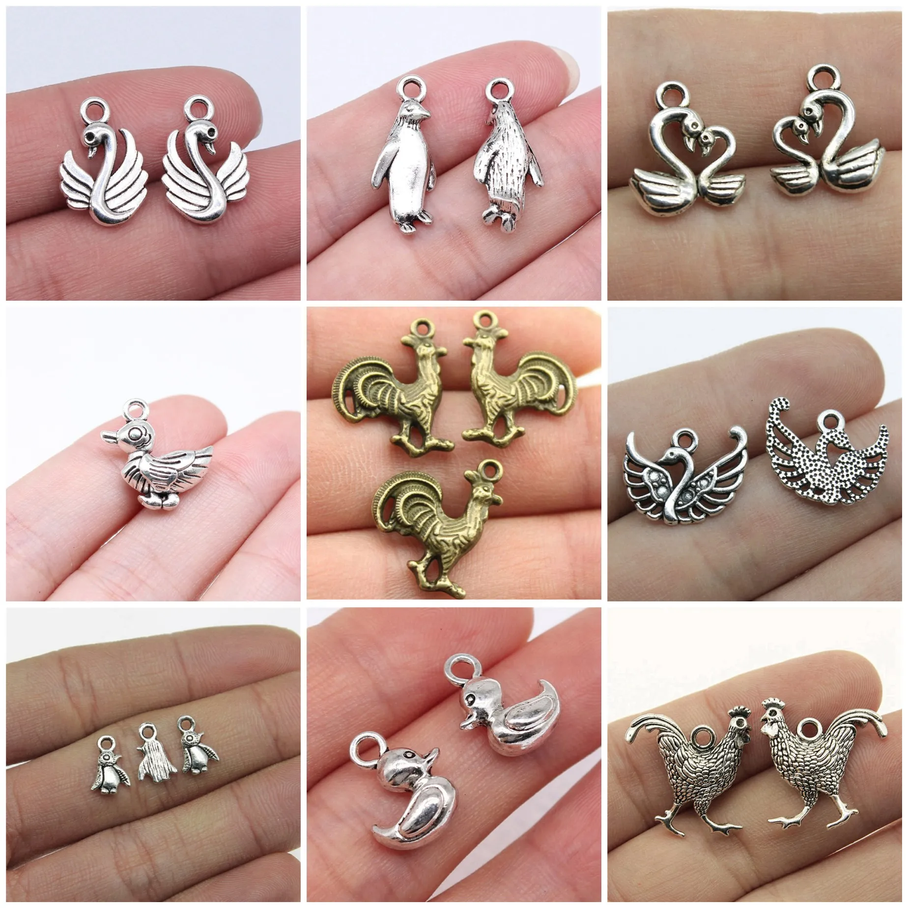 Chicken Duck Farm Bird Charms Pendant Country Style Charms For DIY Bracelet Necklace Jewelry Making Wholesale
