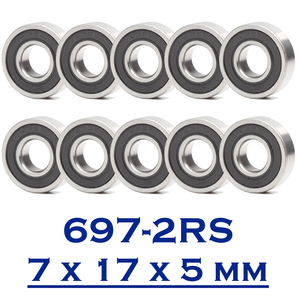 697-2RS Bearing ( 10 PCS ) 7*17*5 mm Miniature 697RS Ball Bearings 619/7RS Z2V1 697 2RS