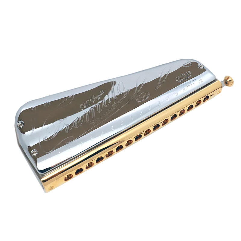 Suzuki Chromatic Harmonica SCT-128 16-Hole 64 Notes Professional Armonica Slide Chromatic Mouth Organ Tremolo Chromatic Harp Jap