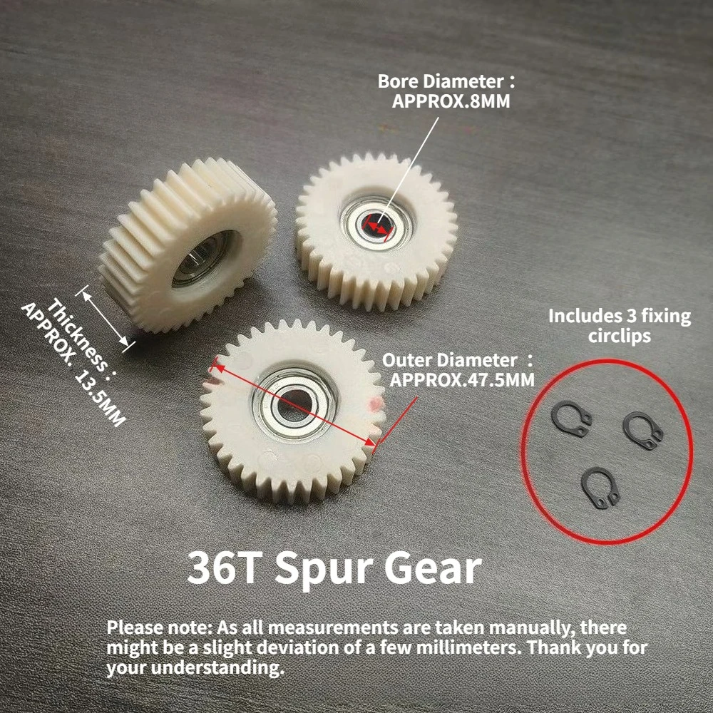 3pcs  47.5x13.5mm Planetary Gear 36 Teeth Gears With 8mm Bearings Wheel Hubs Electric Bike Nylon Gear For Motor E-bike Part