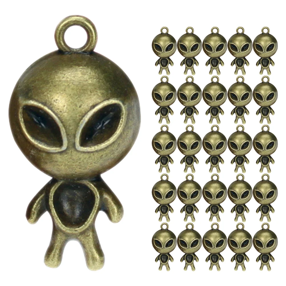 

50pcs Vintage Alloy Alien Pendant Charms Fashion Necklace Earrings Pendants Unique Eye catching Extraterrestrial Craft