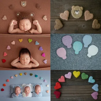 1 ชุดใหม่ Handmade Wool Felt ทารกแรกเกิดการถ่ายภาพ Props อุปกรณ์เสริม Love Hearts ดาว Props สําหรับถ่ายภาพเด็กพื้นหลัง