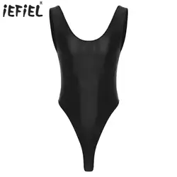 Men Glossy Sexy Bodysuit Lingerie Exotic Teddies High Cut Sleeveless Leotard One-piece Swimsuit for Yoga Sports Fitness Swimming