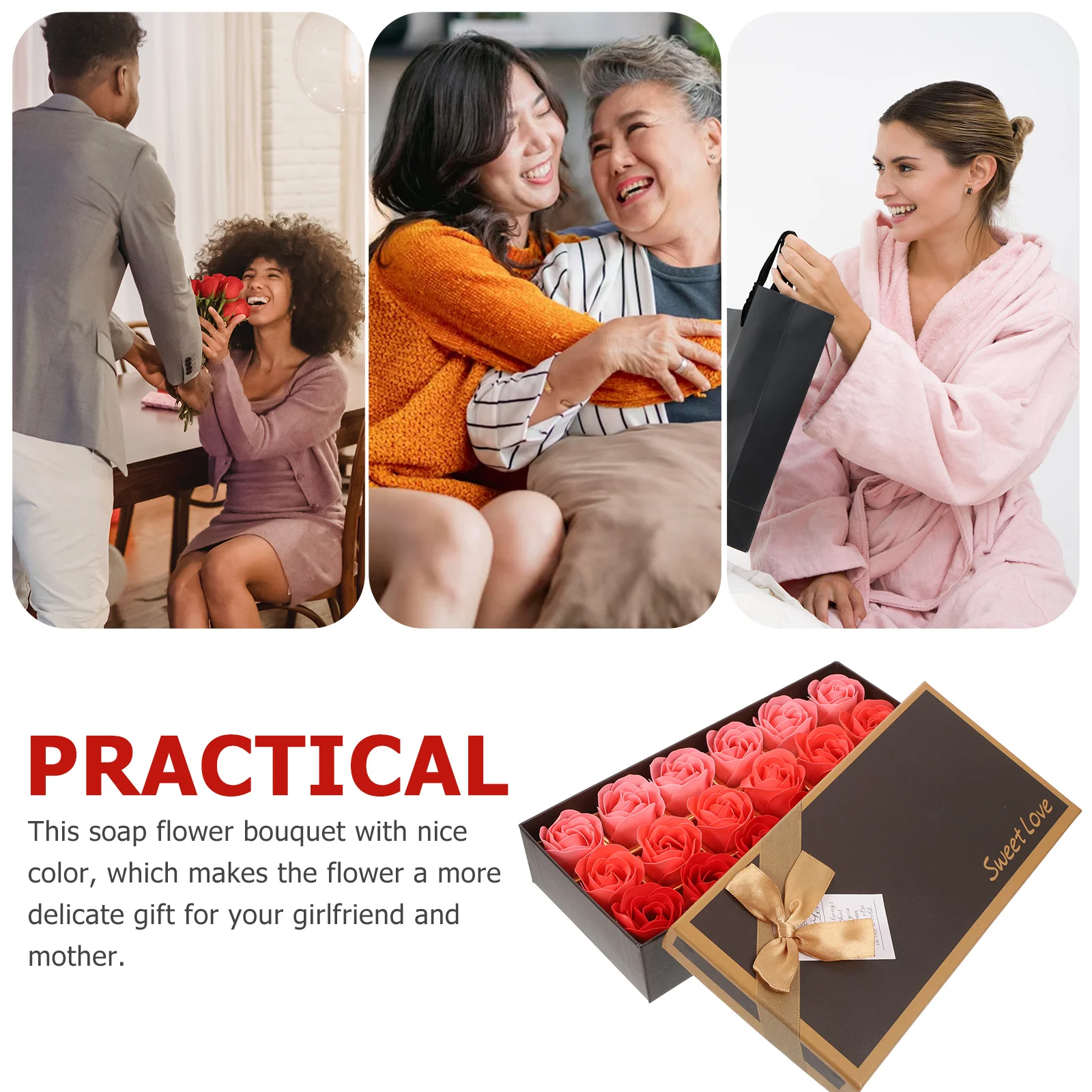 

18pcs 1 Box Simulated Rose Soap Flower Gift Box Scented Artificial Bouquet For Valentine'S Day Wedding Party Home Decor