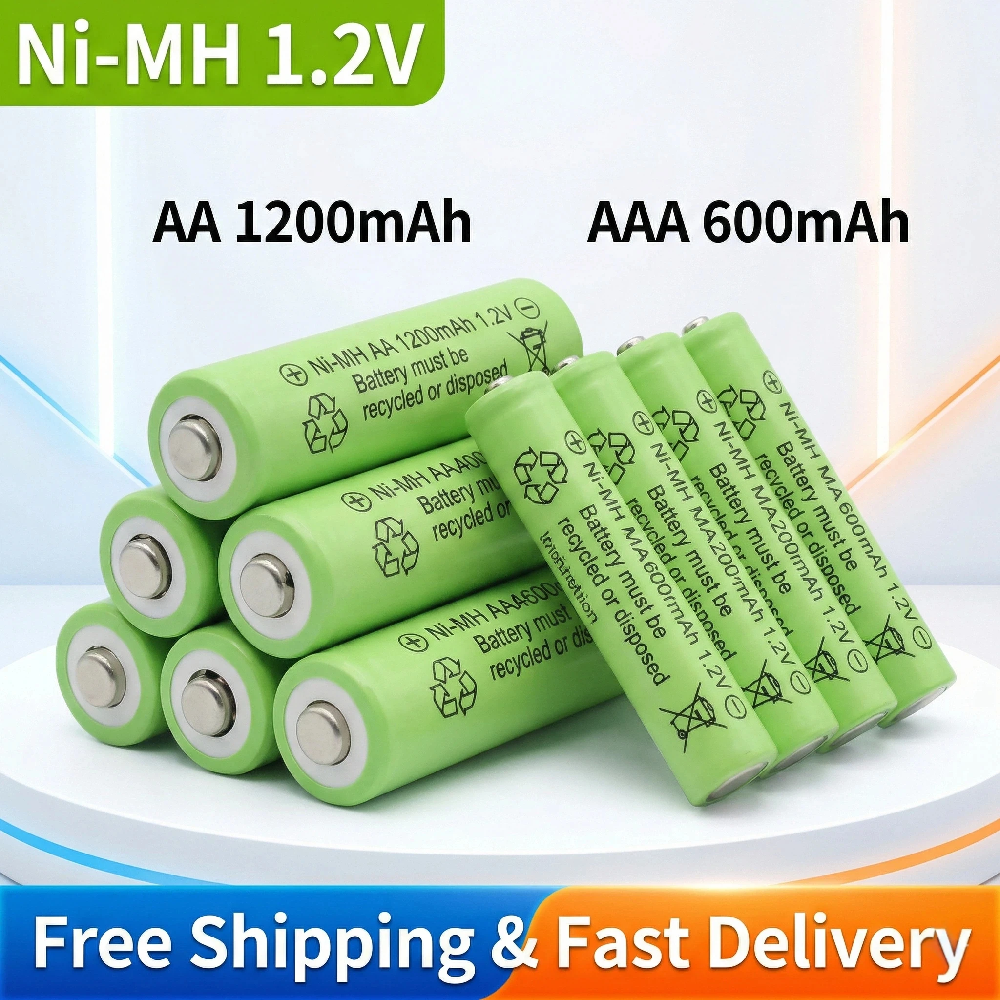 

100% Original Ni-MH Rechargeable Battery 1.2V AA1200mAh + AAA600mAh High Quality for Clocks Mice Toys Household Electronics