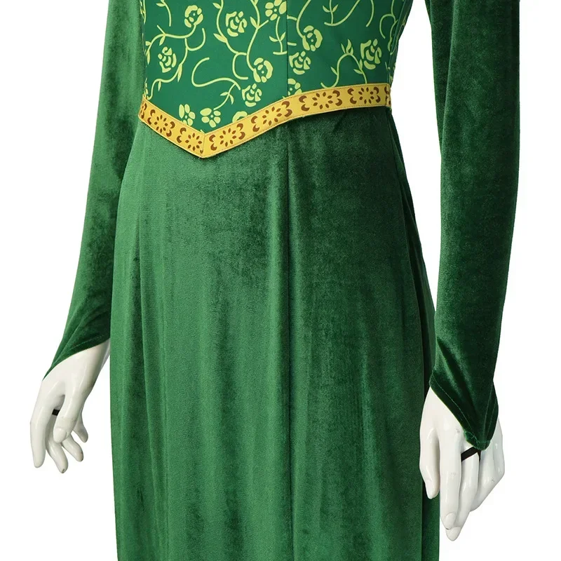 SN60 Movie Princess Fiona Cosplay Costume Dress Outfit Women Cartoon Green Square Collar Long Dress For Ladies Halloween Carn1 &